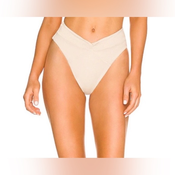 NWT L*Space Nancy Lee Bikini Bottom in Shimmer Beige Bone - Picture 1 of 7